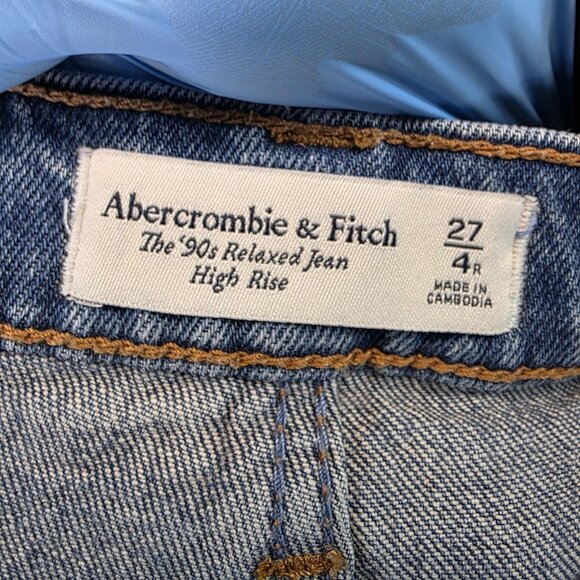 Abercrombie & Fitch Jeans Womens 27 4R Blue 90s Relaxed High Rise Raw Hem Denim - Picture 9 of 11